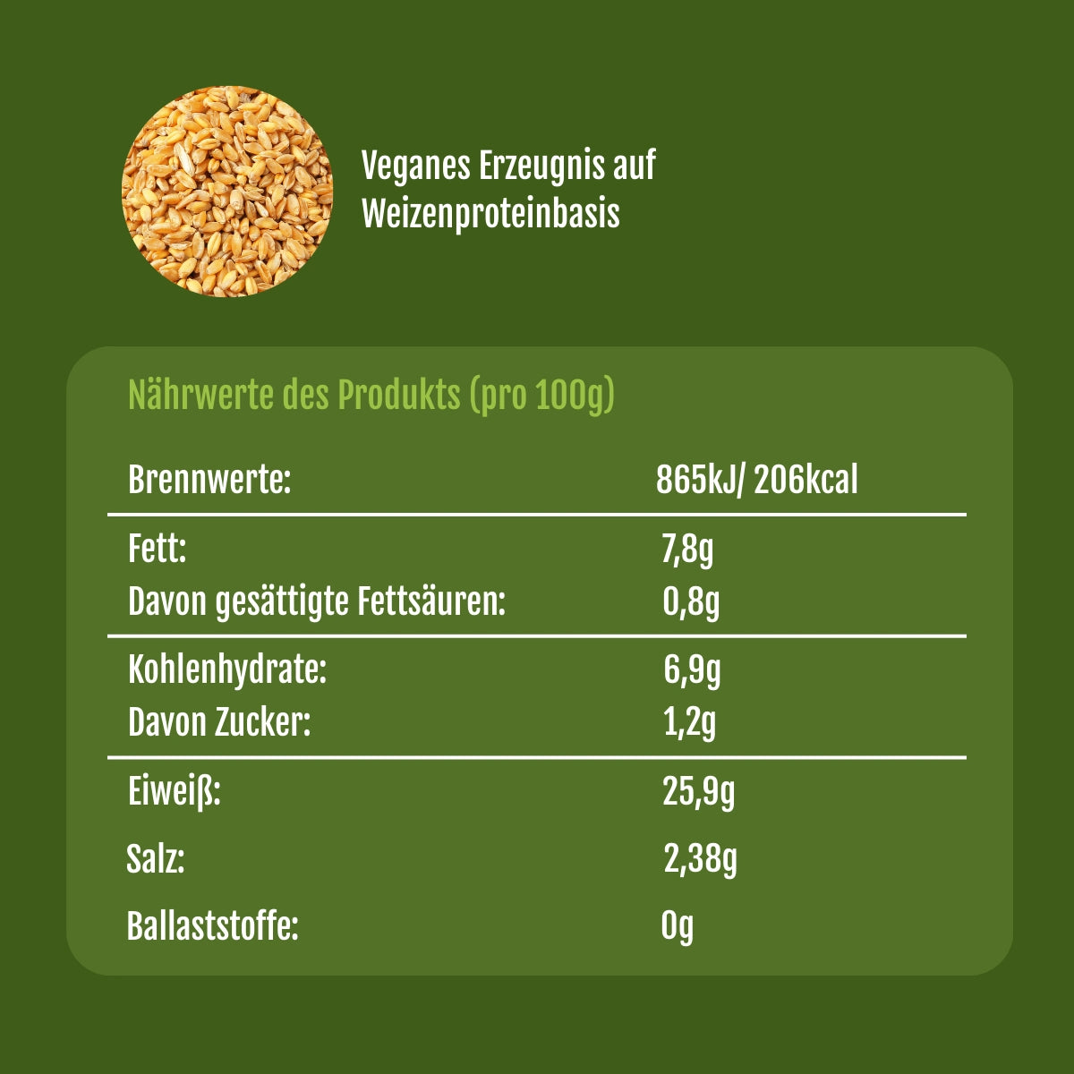 Nährwerttabelle vom veganen Grillsteak Paprika.