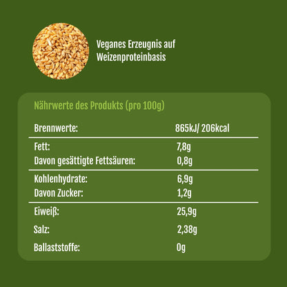 Nährwerttabelle vom veganen Grillsteak Paprika.
