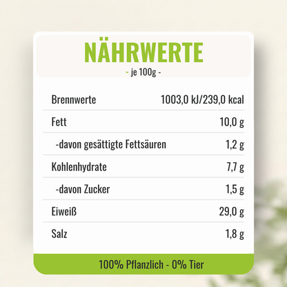 Inhaltsstoffe bzw. Nährwerte auf 100g.